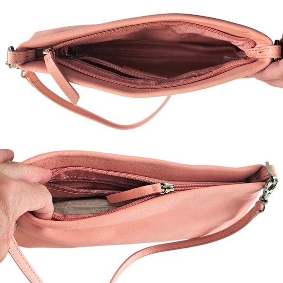Casual Corner Leather Baguette Shoulder Bag Clutch | NWT | Salmon Pink - Picture 9 of 12